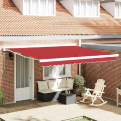 vidaXL Auvent Rétractable Rouge 400 × 300 cm Tissu, Métal