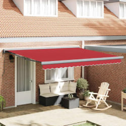 vidaXL Auvent Rétractable Rouge 400 × 300 cm Tissu, Métal