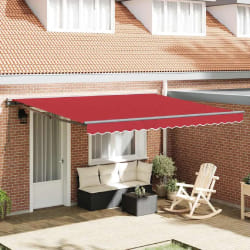 vidaXL Auvent Rétractable Rouge 400x300 cm tissu