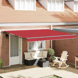 vidaXL Auvent Rétractable Rouge 400x300 cm tissu