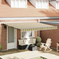 vidaXL Auvent Rétractable Vert et jaune 400x300 cm tissu