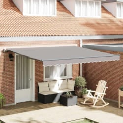 vidaXL Auvent Rétractable Gris clair 400 × 350 cm tissu