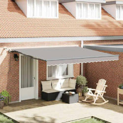 vidaXL Auvent Rétractable with Gris clair 400 × 350 cm tissu