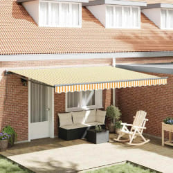 vidaXL Auvent Rétractable Orange et Blanc 450x300 cm tissu