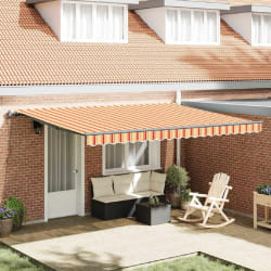 vidaXL Auvent Rétractable jaune et orange 450 × 300 cm tissu