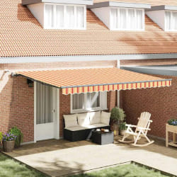 vidaXL Auvent Rétractable with jaune et orange 450 × 300 cm tissu