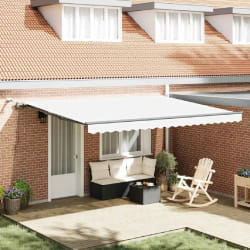 vidaXL Auvent Rétractable with Blanc 450 × 300 cm tissu