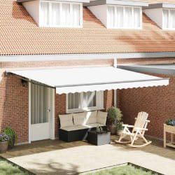 vidaXL Auvent Rétractable Blanc 450x300 cm tissu