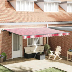 vidaXL Auvent Rétractable Rouge et blanc 450 × 350 cm tissu