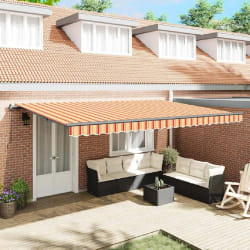 vidaXL Auvent Rétractable jaune et orange 500 × 300 cm tissu