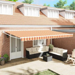 vidaXL Auvent Rétractable Jaune et Orange 500 × 300 cm Tissu et Métal
