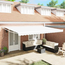 vidaXL Auvent Rétractable Blanc 500 × 300 cm Tissu et Métal