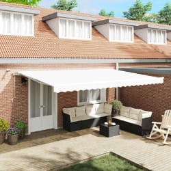 vidaXL Auvent Rétractable Blanc 500 × 350 cm Tissu et Métal