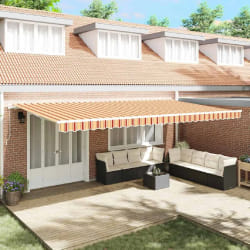 vidaXL Auvent Rétractable Rayé Jaune et Orange 600 × 300 cm