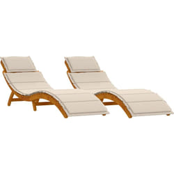 Vidaxl - Chaises longues avec coussins 2 pcs crème en bois d'acacia résistant