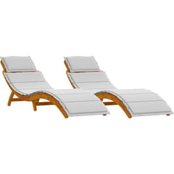 Vidaxl - Chaises Longues avec Coussins 2 pcs Gris Clair Bois Massif d'Acacia