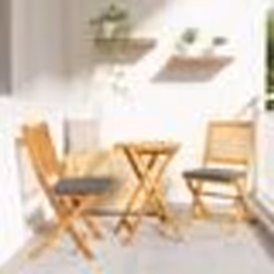 Chaises de jardin pliantes vidaXL avec coussin gris 2pcs en bois d'acacia massif
