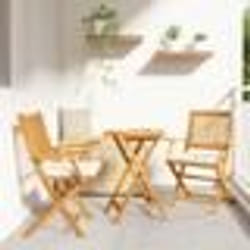 Chaises de jardin pliantes vidaXL avec coussin blanc 2 pièces en bois d'acacia solide