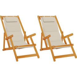 Vidaxl - Chaises de plage pliantes 2 pcs Taupe en bois d'acacia et Textilène