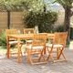 Chaises de jardin pliantes vidaXL avec coussin blanc 4pcs en bois d'Acacia