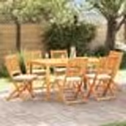 Chaises de jardin pliantes vidaXL avec coussin blanc 6 pièces en bois d'acacia massif