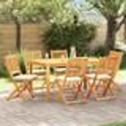 Chaises de jardin pliantes vidaXL avec coussin blanc 6 pièces en bois d'acacia massif