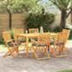 Chaises de jardin pliantes vidaXL avec coussin gris 6 pièces en bois d'acacia massif