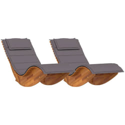 vidaXL Chaises longues à bascule avec coussins 2 pcs en bois d'acacia