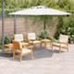 Ensemble de salle à manger de jardin 6 pièces avec coussins en bois d'acacia