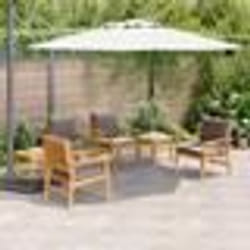 Ensemble de salle à manger de jardin 6 pièces avec coussins en bois d'acacia