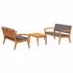 vidaXL Ensemble Bistro de 3 Pièces avec Coussins - Bois d'Acacia Massif