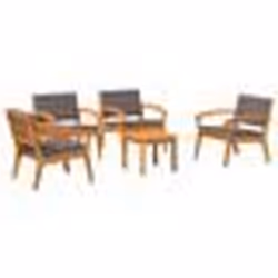vidaXL Ensemble Bistro 5 pièces avec coussins - Bois d'acacia massif