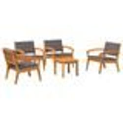 vidaXL Ensemble Bistro 5 pièces avec coussins - Bois d'acacia massif