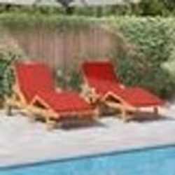 vidaXL Chaises longues 2 pcs avec coussins et roues en bois massif d'acacia