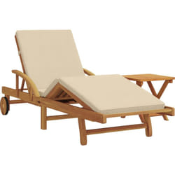 Vidaxl - Transat avec coussin et table en bois d'acacia beige