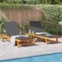Chaises longues vidaXL 2 pcs avec roues et coussins en acacia