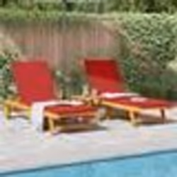 Chaises longues vidaXL 2 pcs avec roues et coussin en bois d'acacia