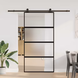 Porte Coulissante Kit De Quincaillerie Trempé Verre Aluminium Vidaxl - Vue supplémentaire 2
