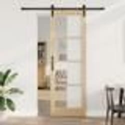 vidaXL Porte Coulissante ORKDAL Ensemble de 2 Naturel et noir Bois, Métal