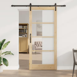 Porte coulissante vidaXL avec kit de quincaillerie ORKDALBois massif et verre 3331841