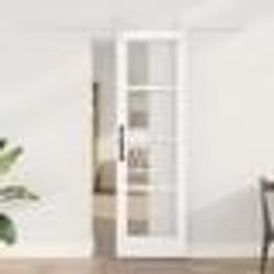 Porte coulissante vidaXL avec quincaillerie 'ORKDAL'en bois blanc massif et verre
