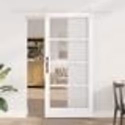 Porte coulissante vidaXL avec kit de matériel "ORKDAL" en bois massif blanc et verre