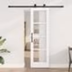 Porte coulissante vidaXL avec quincaillerie 'ORKDAL'Bois massif blanc & Verre