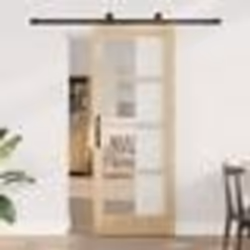 Porte coulissante vidaXL avec quincaillerie 'ORKDAL'en bois massif et verre