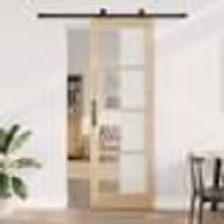 Porte coulissante vidaXL avec quincaillerie 'ORKDAL'en bois massif et verre