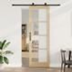 Porte coulissante vidaXL avec quincaillerie 'ORKDAL'en bois massif et verre