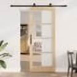 Porte Coulissante vidaXL avec Kit de Quincaillerie 'ORKDAL'Bois Massif & Verre
