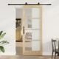 Porte Coulissante vidaXL avec Kit de Quincaillerie 'ORKDAL'Bois Massif & Verre