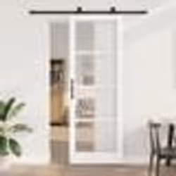 Porte Coulissante vidaXL avec Quincaillerie 'ORKDAL'Bois Solide Blanc & Verre