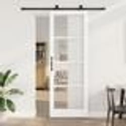 Porte Coulissante vidaXL avec Quincaillerie 'ORKDAL'Bois Solide Blanc & Verre
